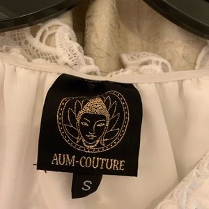 Aum couture white lace off the shoulder